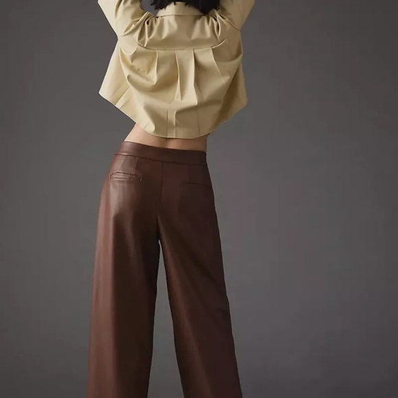 NWT, Anthropologie, Avec Les, Filles, Brown, Faux Leather pants, Size 10 - Picture 2 of 6